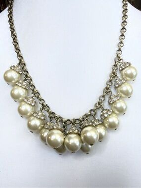 J. Crew Pearl and Rhinestone Statement Necklace